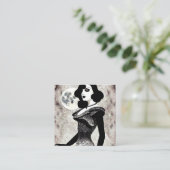 ヴィンテージアールデコ黒髪 スクエア名刺 (スタンド正面)