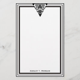 ヴィンテージアールデコ黒Whtフレーム#1 便箋