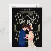 ヴィンテージアールデコ20代の夫婦が恋に ポストカード (正面/裏面)