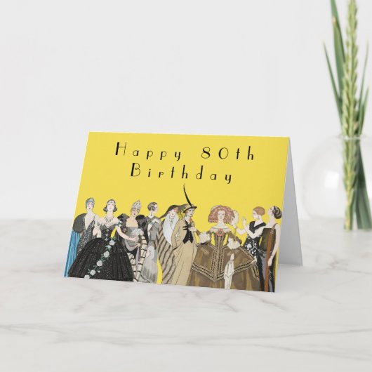 ヴィンテージアールデコ、ジョージ・バービール80誕生日 カード (正面)