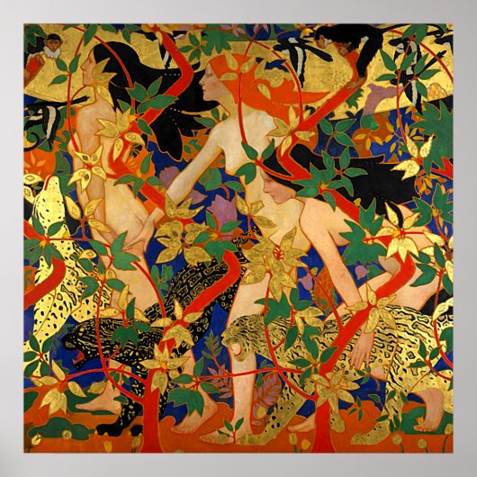 ヴィンテージアールデコ、ダイアナ及びそのニンフ又は狩り ポスター (正面)