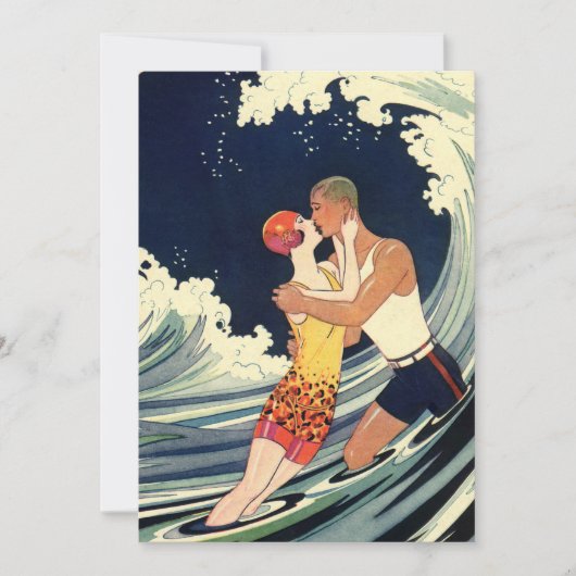 ヴィンテージアールデコ、恋人キスアットザビーチ (正面)