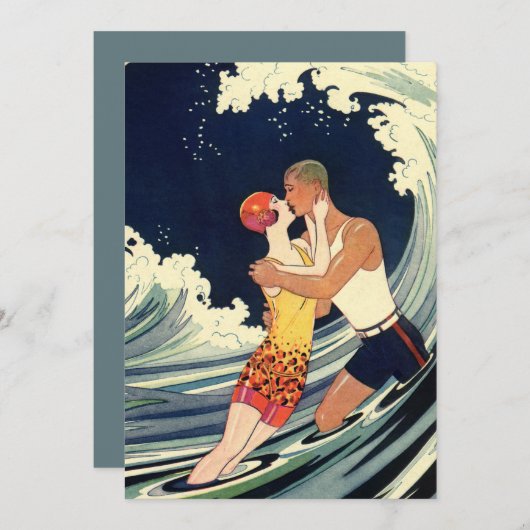 ヴィンテージアールデコ、恋人キスアットザビーチ (正面/裏面)