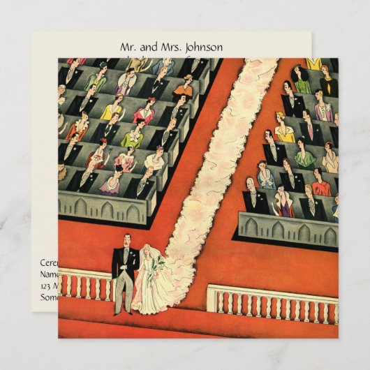 ヴィンテージアールデコ、新郎新婦結婚式招待状 招待状 (正面/裏面)