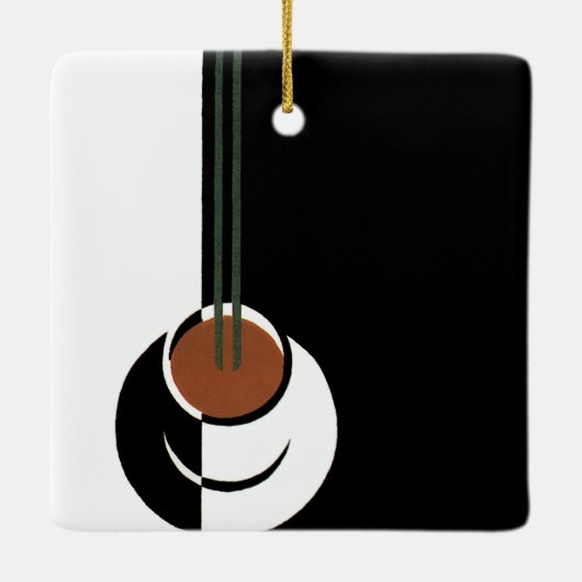 ヴィンテージアールデコ、水蒸気入りコーヒーカップ セラミックオーナメント (裏面)