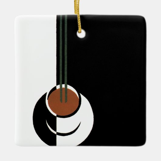 ヴィンテージアールデコ、水蒸気入りコーヒーカップ セラミックオーナメント (正面)