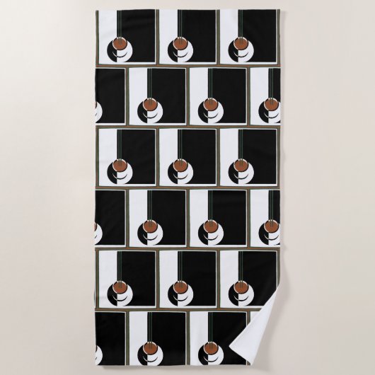 ヴィンテージアールデコ、水蒸気入りコーヒーカップ ビーチタオル (正面)