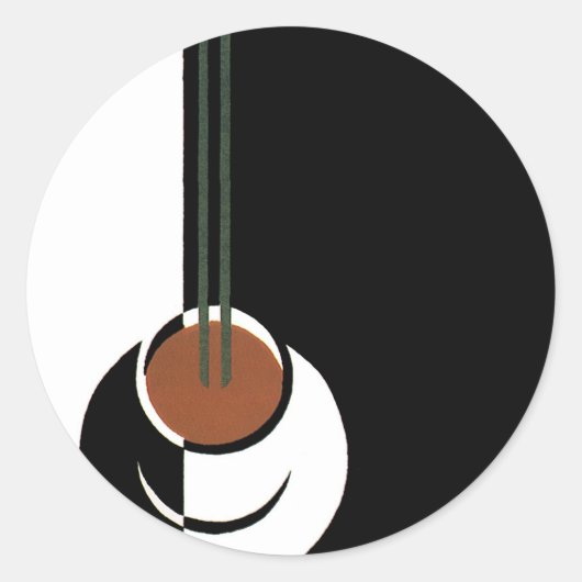 ヴィンテージアールデコ、水蒸気入りコーヒーカップ ラウンドシール (正面)