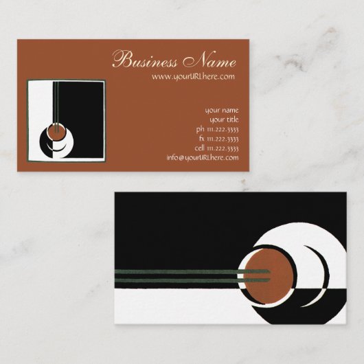 ヴィンテージアールデコ、水蒸気入りコーヒーカップ 名刺 (正面/裏面)