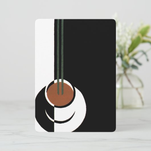 ヴィンテージアールデコ、水蒸気入りコーヒーカップ 招待状 (スタンド正面)