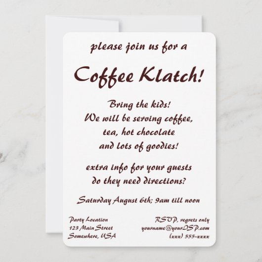 ヴィンテージアールデコ、水蒸気入りコーヒーカップ 招待状 (裏面)