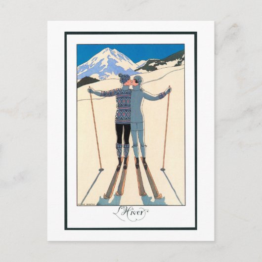 ヴィンテージアールデコ,雪の恋人たち,ジョージ・バービア ポストカード (正面)