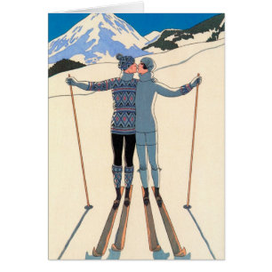 ヴィンテージアールデコ、雪の恋人by George Barbier