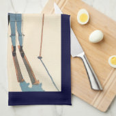 ヴィンテージアールデコ、雪の恋人by George Barbier キッチンタオル (四つ折り)