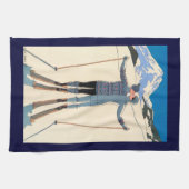 ヴィンテージアールデコ、雪の恋人by George Barbier キッチンタオル (横)