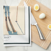 ヴィンテージアールデコ、雪の恋人by George Barbier キッチンタオル (四つ折り)