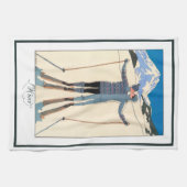 ヴィンテージアールデコ、雪の恋人by George Barbier キッチンタオル (横)