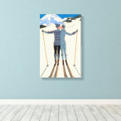 ヴィンテージアールデコ、雪の恋人by George Barbier キャンバスプリント (インサイチュ (ウッドフロア))