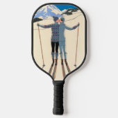 ヴィンテージアールデコ、雪の恋人by George Barbier ピックルボールラケット (裏面)