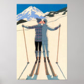 ヴィンテージアールデコ、雪の恋人by George Barbier ポスター (正面)