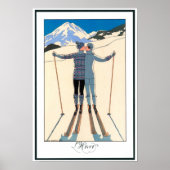 ヴィンテージアールデコ、雪の恋人by George Barbier ポスター (正面)