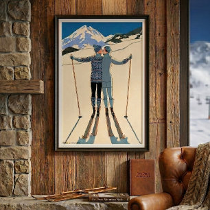 ヴィンテージアールデコ、雪の恋人by George Barbier ポスター