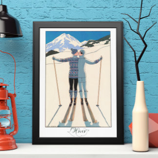 ヴィンテージアールデコ、雪の恋人by George Barbier ポスター