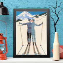 ヴィンテージアールデコ、雪の恋人by George Barbier