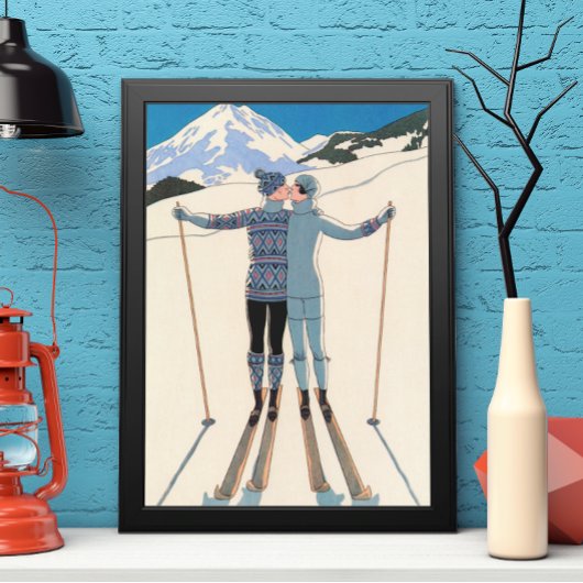 ヴィンテージアールデコ、雪の恋人by George Barbier ポスター