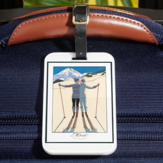 ヴィンテージアールデコ、雪の恋人by George Barbier ラゲッジタグ (正面インサイチュ2)