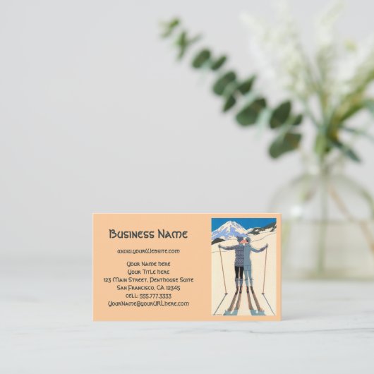 ヴィンテージアールデコ、雪の恋人by George Barbier 名刺 (スタンド正面)