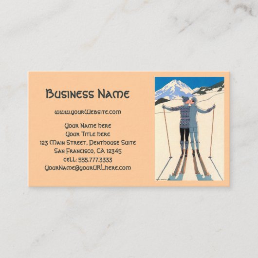 ヴィンテージアールデコ、雪の恋人by George Barbier 名刺 (正面)