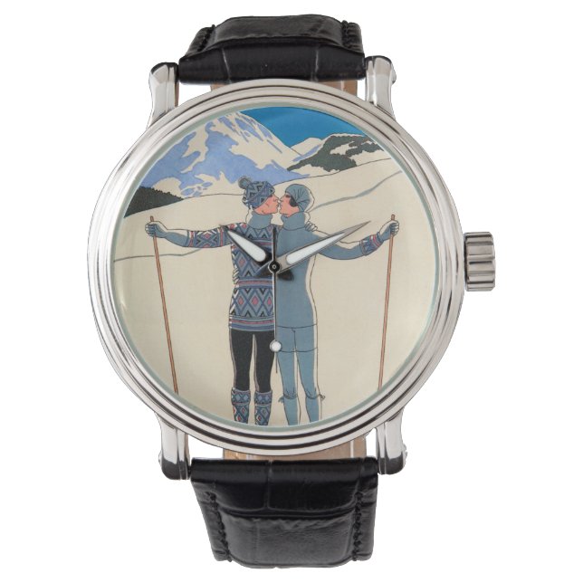 ヴィンテージアールデコ、雪の恋人by George Barbier 腕時計 (正面)
