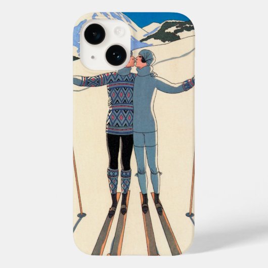 ヴィンテージアールデコ、雪の恋人by George Barbier Case-Mate iPhoneケース (裏面)