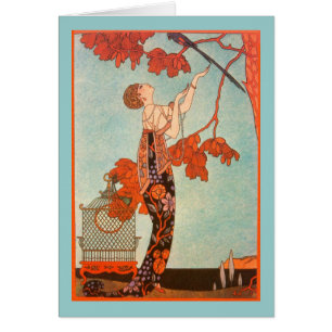 ヴィンテージアールデコ、Flighty Bird by George Barbier