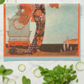 ヴィンテージアールデコ、Flighty Bird by George Barbier キッチンタオル (折り畳み)