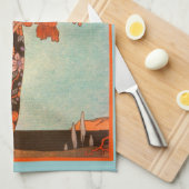 ヴィンテージアールデコ、Flighty Bird by George Barbier キッチンタオル (四つ折り)