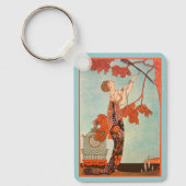 ヴィンテージアールデコ、Flighty Bird by George Barbier キーホルダー (正面)