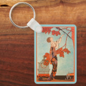 ヴィンテージアールデコ、Flighty Bird by George Barbier キーホルダー (正面)