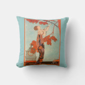 ヴィンテージアールデコ、Flighty Bird by George Barbier クッション (正面)