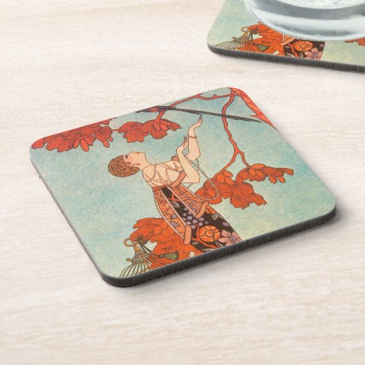 ヴィンテージアールデコ、Flighty Bird by George Barbier コースター (左側)