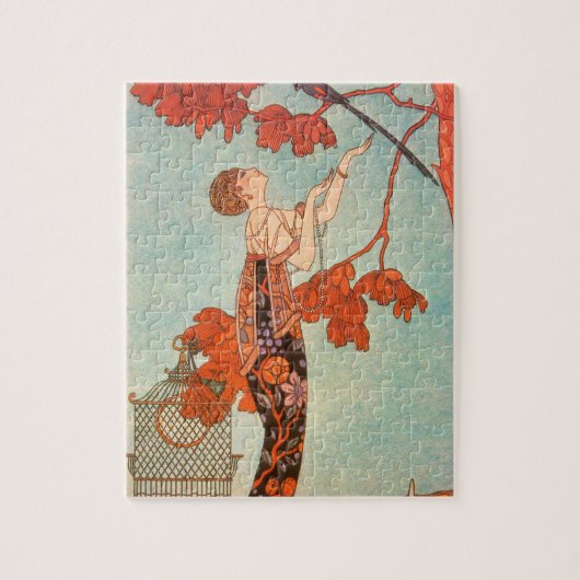 ヴィンテージアールデコ、Flighty Bird by George Barbier ジグソーパズル (縦)