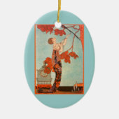 ヴィンテージアールデコ、Flighty Bird by George Barbier セラミックオーナメント (正面)