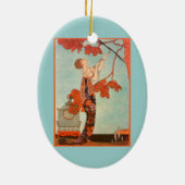 ヴィンテージアールデコ、Flighty Bird by George Barbier セラミックオーナメント (裏面)