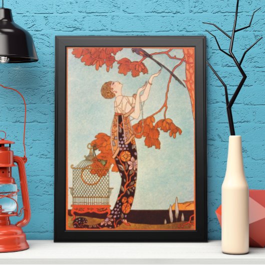 ヴィンテージアールデコ、Flighty Bird by George Barbier ポスター