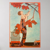 ヴィンテージアールデコ、Flighty Bird by George Barbier ポスター (正面)