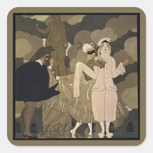 ヴィンテージアールデコ、George Barbierによる驚き スクエアシール (正面)