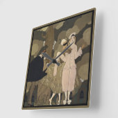 ヴィンテージアールデコ、George Barbierによる驚き スクエア壁時計 (傾斜)