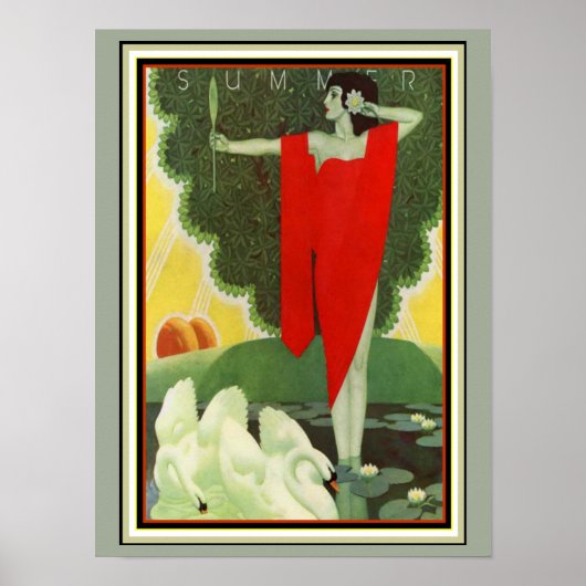 ヴィンテージアールデコ「Summer」ポスター12 x 16 ポスター (正面)