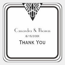 ヴィンテージアールデコBlk Whtフレーム1 SQ封筒用シール